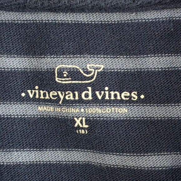 Vineyard Vines Striped 1/4 Zip Top Size XL Cotton Long Sleeve Logo Preppy Shirt - Picture 10 of 11
